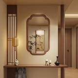 奶酪森林宋氏美学小轩窗实木花窗中式茶室装饰客厅隔断实木庭院海棠角屏风 复古花窗70*40*13下单秒发