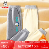 巴布豆儿童裤子男童棉裤加绒加厚秋冬中大童外穿宽松休闲裤童装长裤 灰 绿色巴布 120