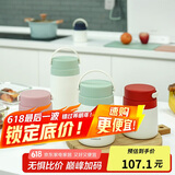 乐扣乐扣（LOCK&LOCK）保温桶 不锈钢便携式手提保温饭盒带餐具700ML 粉色 LHC8042PIK