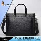 暇步士（Hush Puppies） 公文包男头层牛皮男士手提包大容量商务包男包礼物送男友 黑色