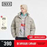 英克斯（inxx）卢昱晓同款 Standby  时尚潮牌异质拼接羽绒服情侣短外套面包服 灰色 M