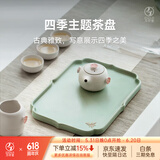 万仟堂（Edenus） 万仟堂茶盘陶瓷茶托日式简约茶台长方形单层干泡储水茶承 四季盘 春(不含茶具)古绿釉 312*217*17