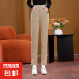 秋冬哈伦裤加绒休闲裤高腰显瘦保暖长裤加厚收脚裤 燕麦色(加绒加厚) 2XL （建议150-170斤）