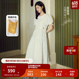 Teenie Weenie【赵露思同款】春夏季法式泡泡袖气质白色连衣裙女装 象牙白 M