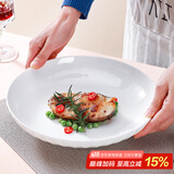 斯凯绨（Sky Top）盘子陶瓷大号纯白家用餐盘骨瓷菜碟子浮雕10.5英寸深盘水晶系列