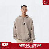 CHINISM  CH简约美式重磅简约连帽卫衣男士春秋潮流休闲宽松情侣帽衫上衣 米咖色 L