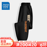 真维斯男童裤子秋冬款一体绒加厚儿童运动裤中大童冬季加绒卫裤潮 【薄款长裤】黑色（字母） 150