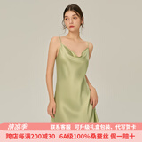 珊目尔（SMR）【性感夏季新款】重磅荡领真丝睡裙100%桑蚕丝吊带睡衣纯欲风 香梨绿【单吊带】 M (160)适合80-105斤穿着