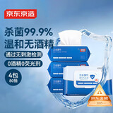 京东京造杀菌湿巾80片*4包(320片) 杀菌率99.9%湿巾纸 卫生湿纸巾