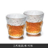 【网红爆款】日式创意冰纹杯威士忌杯啤酒杯咖啡杯茶水杯冷饮杯 矮款冰川杯 2只