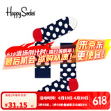 Happy Socks春夏款袜子女男袜薄荷曼波运动彩虹白色棉袜中筒袜 经典波点 1双 M 36-40