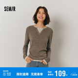 森马（Semir）森马毛衣女短款假两件含羊毛针织衫24冬新款保暖内搭109724107015