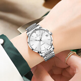 劳力士王子原装正品瑞士女士手表全自动机械表防水夜光真钻金表时尚进口女表 本色白面