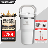 STANLEY 拎拎杯吸管杯水杯保温杯大容量办公车载不锈钢杯子591ML-霜白 