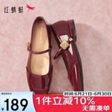 红蜻蜓复古玛丽珍鞋春夏浅口平跟女鞋法式方头软底女单鞋WTB34373红色37