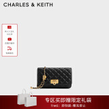 CHARLES&KEITH经典菱格链条小方单肩斜挎包包女包生日520礼物CK2-70160131 Black黑色 小包
