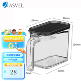 ASVEL阿司倍鹭厨房家用调味瓶盒调味罐调味盒调料罐 调料盒带勺子盐罐 黑色480ml型号A1107-07