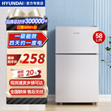 HYUNDAI韩国现代冰箱双开门小型一级能效小冰箱家用宿舍租房冷藏冷冻电冰箱节能省电保鲜低噪 58L银【一级能效、店长力荐】