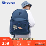 斐乐（FILA）FUSION潮牌背包情侣款双肩包女士包包大容量电脑包男士休闲书包 灰深蓝-DB XS