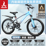 凤凰山地自行车男女变速山地车碟刹青少年儿童自行车学生单车 星际 蓝灰【单速+辐条轮】 22寸【适合130-170cm】