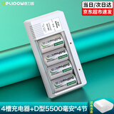 德力普（Delipow）1号充电电池 D型电池大容量5500毫安一号电池适用热水器煤气灶 4槽充电器+4节1号5500毫安电池