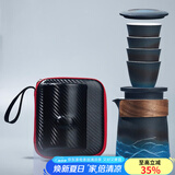 容山堂星蓝釉水杯陶瓷马克杯主人杯中国风家用咖啡杯大号啤酒杯办公茶杯茶具 临悠山水旅行套组-星蓝