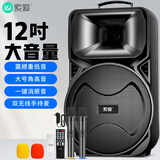 索爱（soaiy）12吋广场舞音响大功率便携式户外重低音蓝牙k歌专用大音量移动拉杆音箱室外演出设备双麦A89WM  