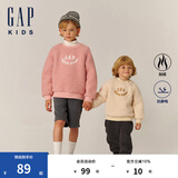 Gap【大小童同款】男女童仿羊羔绒加厚卫衣上衣646064 粉色 110 cm (4-5岁) 亚洲尺码