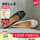 百丽（Belle）简约高跟单鞋商场同款真皮粗跟通勤单鞋B5M1DCQ4 黑色 37 (235mm)