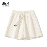 班尼路S&K系列裤子夏季短裤女装新款潮流宽松休闲三分裤小个子女生潮流 杏-纯色 【抗皱耐磨】 M