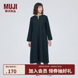 无印良品（MUJI）女式 起毛 V领长袖连衣裙 女款长裙裙子秋冬 女装 BC2FBC3A 深藏青色 M (160/84A)