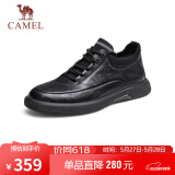 骆驼（CAMEL）男士休闲商务通勤软底舒适运动皮鞋 G13A155075 黑色 39