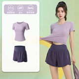 百思绒高颜值跑步套装女防走光舞蹈服健身房瑜伽服专业修身训练速干衣