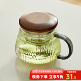忆壶茶（YIHUTEA） 茶杯玻璃杯茶水分离泡茶杯 带过滤花茶杯 家用耐热装开水杯子 【竖纹加厚】楠初杯400ML