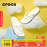 crocs卡骆驰贝雅卡骆班运动拖鞋男鞋女鞋居家夹脚平底人字拖鞋|205393 白/深蓝-126 40 (250mm)