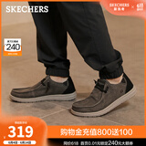 斯凯奇（Skechers）男鞋夏季商务休闲鞋季百搭时尚帆布鞋舒适复古一脚蹬66387 黑色/BLK 41.5
