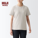无印良品（MUJI） 女式 双罗纹编织 T恤 休闲百搭 短袖女夏季薄荷曼波风 浅灰色 2S L