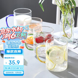 唯铭诺四色高硼硅耐热玻璃杯套装家用带把水杯子玻璃茶杯  四支装400ML