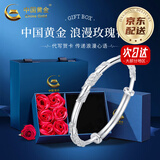 中国黄金（CHINA GOLD）999足银手镯女士繁花似锦银镯子年轻款520送女朋友生日礼物送妈妈 【京速达】足银手镯【25g±1g】+玫瑰礼盒