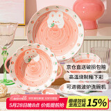 佩尔森釉下彩网红草莓兔陶瓷餐具碗碟套装可爱家用餐具整套二人食6件套