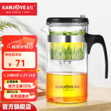 金灶（KAMJOVE）玻璃茶壶 按压式飘逸杯 茶水壶玻璃茶具 茶水分离杯泡茶器泡茶壶 TP-200搭配玻璃杯K-106【4只装】
