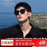 CAPONI偏光GM墨镜男女太阳镜近视开车眼镜防紫外线套镜明星大脸可配度数 黑框-0度（升级偏光更高清）