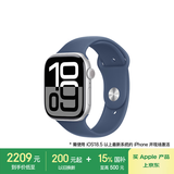 Apple/苹果 Watch Series 10 智能手表GPS款46毫米银色铝金属表壳丹宁色运动型表带S/M MX203CH/B