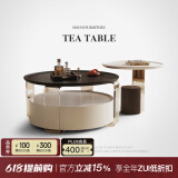 逅你奶油侘寂风悬浮亚克力茶几小户型侘寂ins风设计师款原创中古边几 【Spoleto】设计师茶几组合 亚克力茶几【咖啡棕+奶油白】