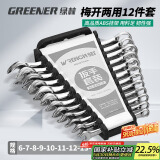 绿林（GREENER）扳手家用套装工具开口梅花两用12件套6mm-22mm固定呆扳手汽车修理