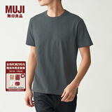 无印良品 MUJI 男式 印度棉天竺编织 圆领短袖T恤 ABA01A0S 炭灰色 L