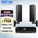 先科（SAST）专业会议室音响音箱功放设备无线话筒麦克风音箱组合全套套装室内壁挂无源音柱黑色SH-413