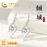 中国黄金（CHINA GOLD）倾城足银耳环女士高级感银耳坠耳钉520情人节礼物送女友老婆生日 倾城耳环-托帕石【京速达】