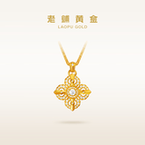 老铺黄金古法手工足金项链 · 十字金刚杵(2号)钻饰吊坠（金链款） 中号肖邦链款金重约13.0g