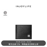 INJOYLIFEE褶皱钱夹2022新款男士短款钱包简约二折皮夹送男友潮 黑色
